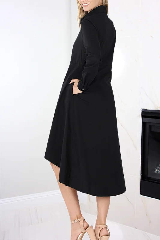 Toni High-Low Shirt Dress | Black