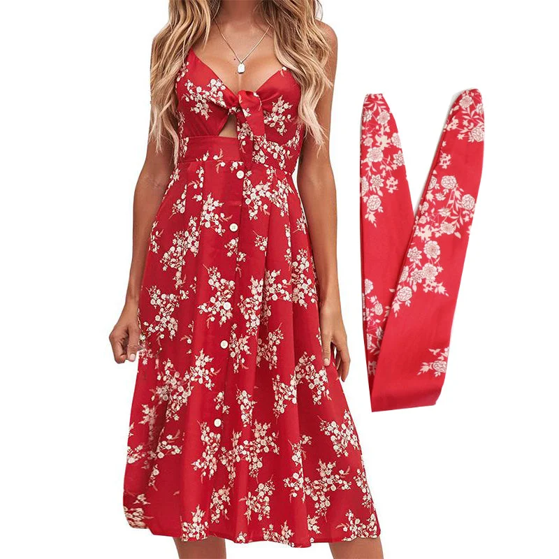 Red Floral / Tag Size S = US 4-6