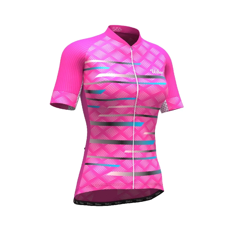 Women's Pro Series Pink Cycling Short Sleeve Jerseys / Bib Shorts