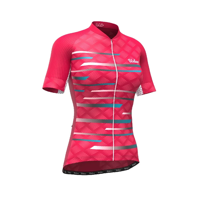 Women's Pro Series Red Cycling Short Sleeve Jerseys / Bib Shorts