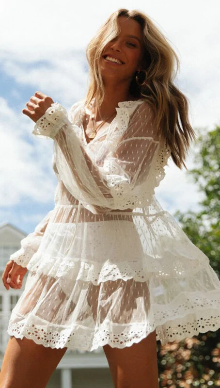Beach Cover-ups Summer White Bikini Tunic Bath Sarong Wrap Skirt High cut bikini, Trendy, Sexy, Beach style