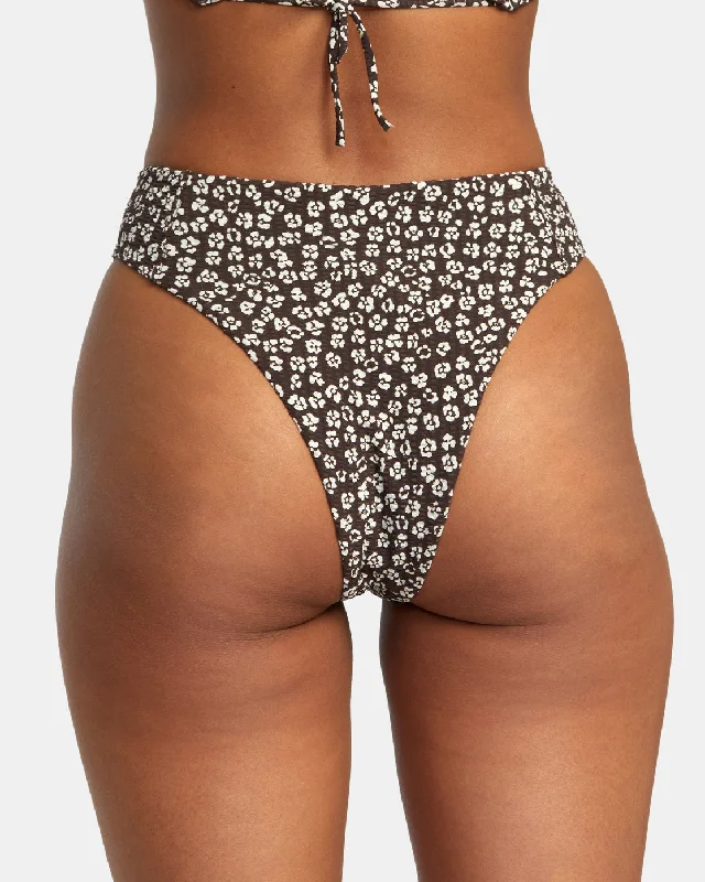 Ditz High Rise Cheeky Bikini Bottoms - Java Bikini with lace trim, Feminine, Elegant, Sexy