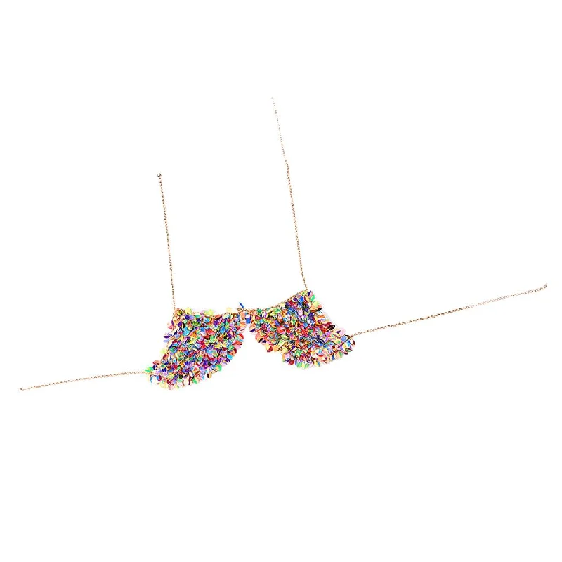 Maxbell Fashion Chain Necklace Bra Bikini Body Jewelry for Beach Party Multicolor-2 High-leg swimwear, Sexy, Comfortable, Trendy