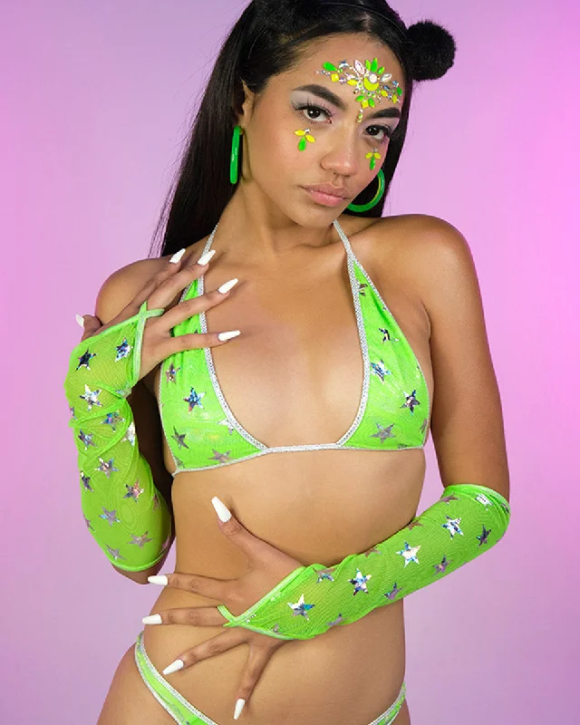 Green Cosmic Stardust Bikini Tie Top Classic black bikini, Elegant, Sexy, Comfortable