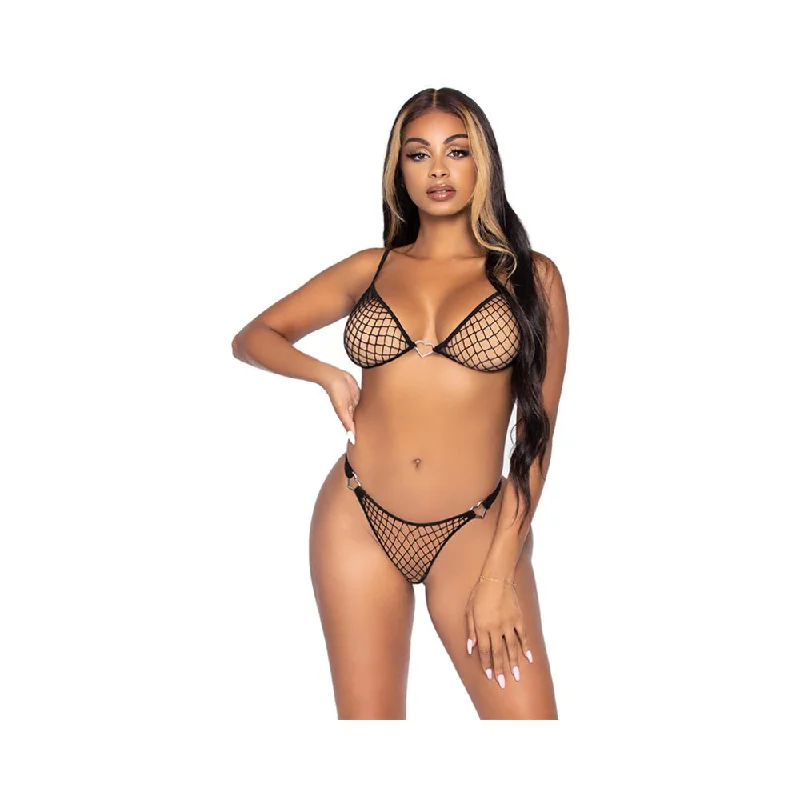 2 Pc Industrial Net Bikini Set - One Size - Black Halter bikini top, Sexy, Chic, Comfortable