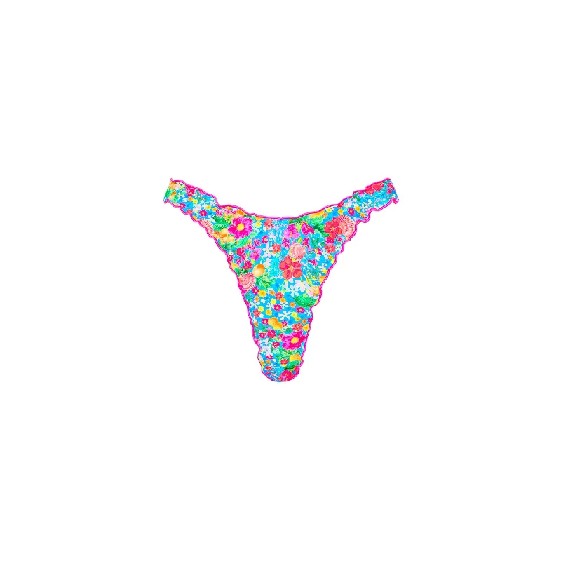 Lettuce Edge Thong Bikini Bottom - Mermaid Garden Tie bikini, Adjustable, Trendy, Comfortable