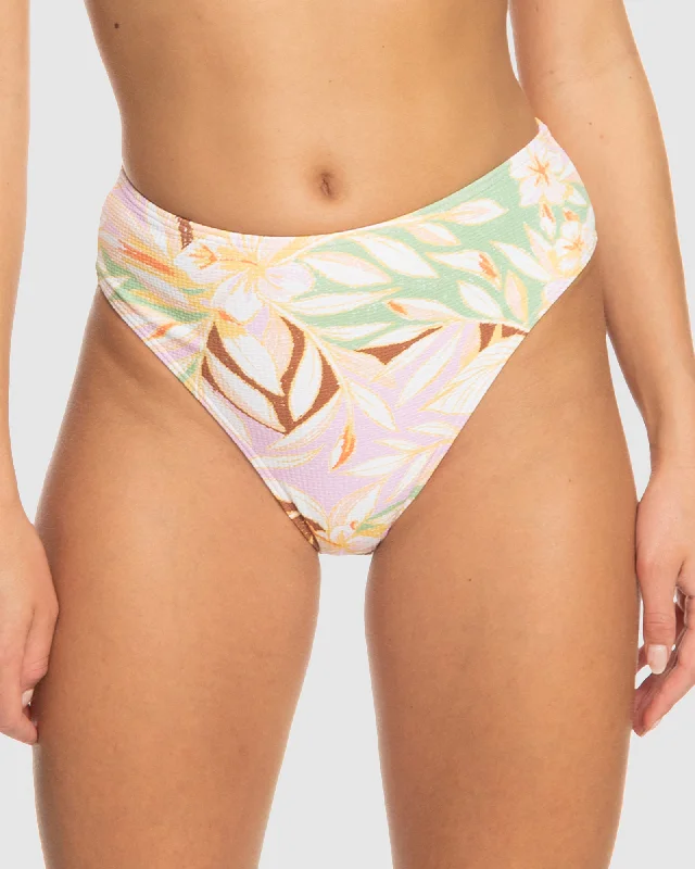 Womens Meadow Flowers Midwaist Mod Bikini Bottom Bikini with side straps, Sexy, Comfortable, Trendy