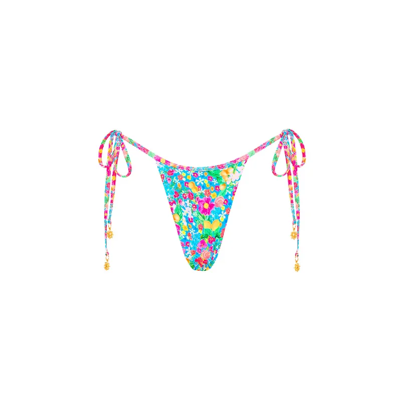 Micro Thong Tie Side Bikini Bottom - Mermaid Garden Skirted bikini, Feminine, Trendy, Comfortable