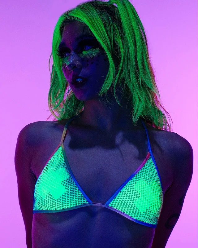 Rainbow Raver Fishnet Bikini Top Fishnet bikini, Sexy, Edgy, Trendy
