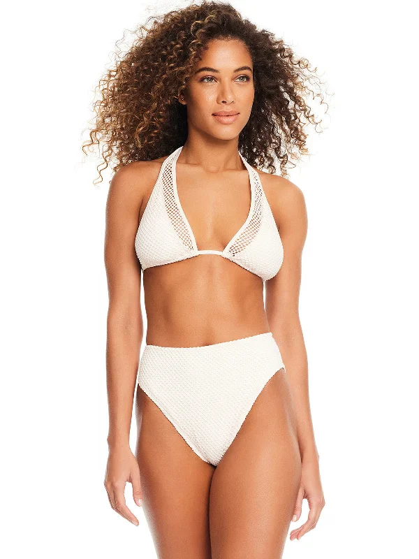 Sea Crochet High Rise Bikini Bottom White Sand Mesh insert bikini, Sexy, Trendy, Fashionable