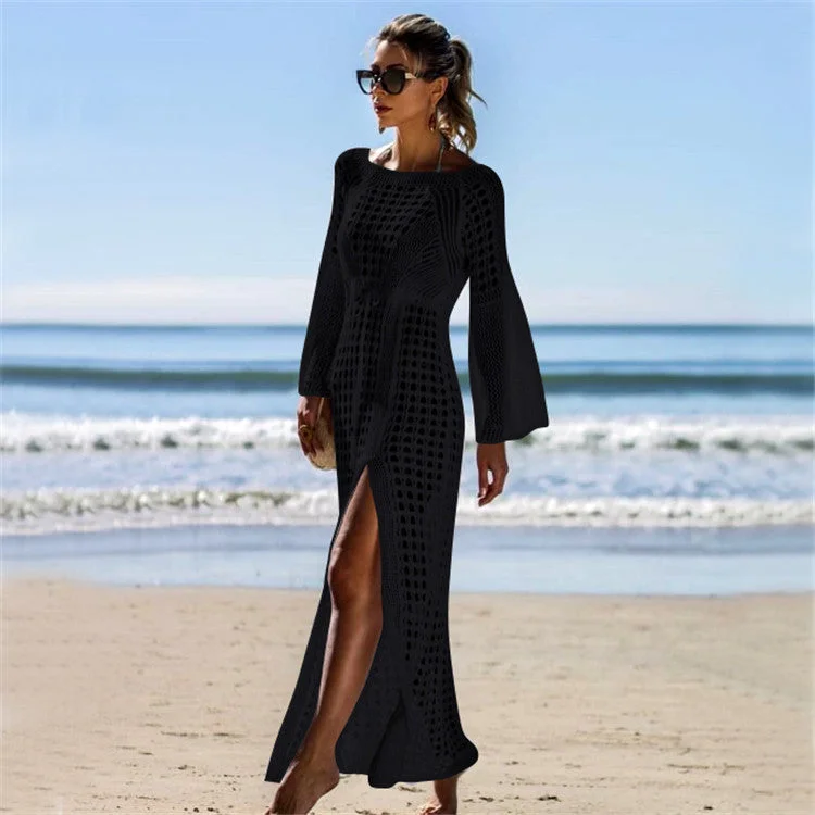 Sexy Knitted Crochet Summer Holiday Bikini Cover Up Dresses High-neck bikini top, Chic, Sexy, Comfortable