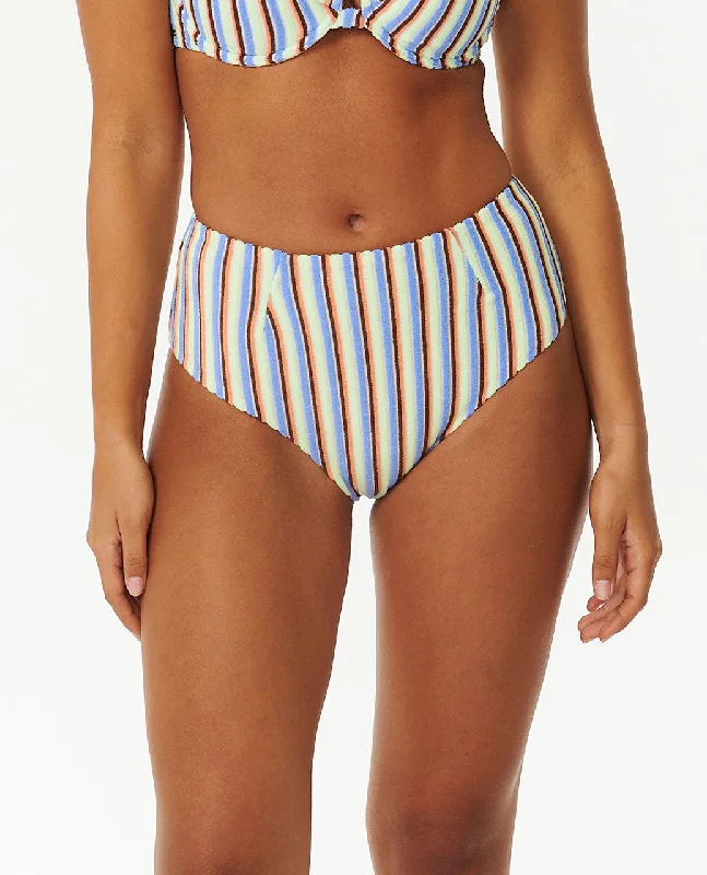 Tropics Stripe High Waist Cheeky Coverage Bikini Bottoms Solid color bikini, Sleek, Minimalist, Comfortable