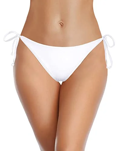 Side Tied Bikini Bottom Tie Side Bikini Bottom Low Rise Bathing Suit Bottom-White Swim bikini, Beachwear, Comfortable, Trendy