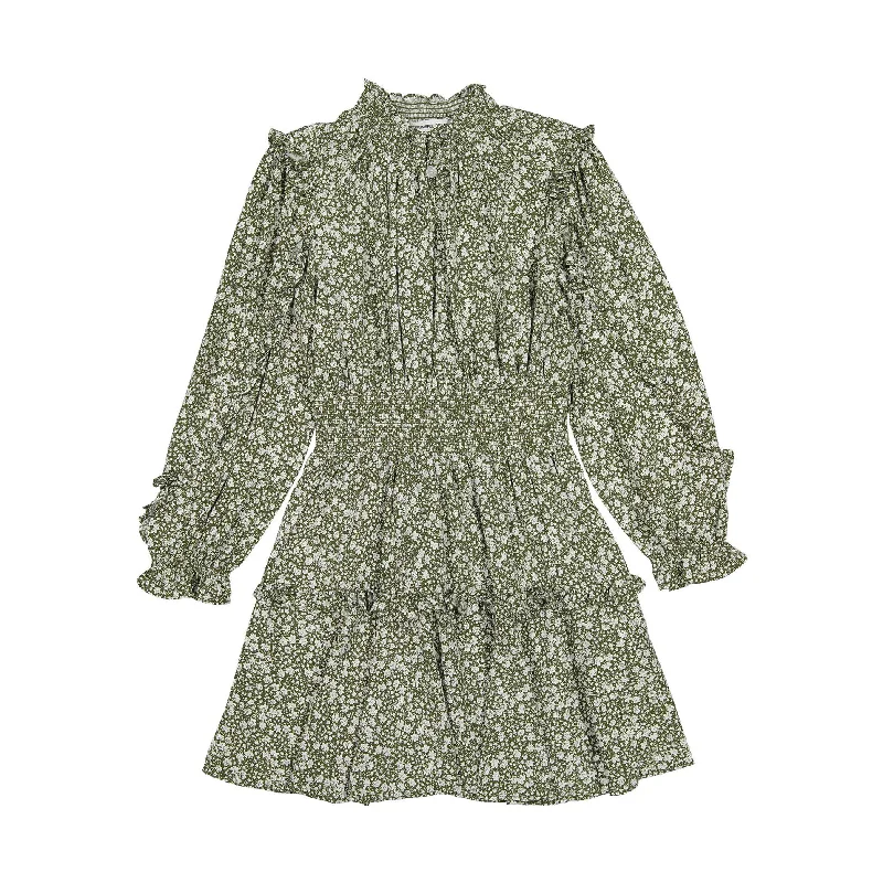 Designers Remix Khaki Flower Print Hawaii Smock Dress