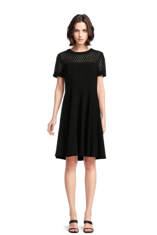 FOCUS by Shani — Crepe Fit & Flare Dress in Black