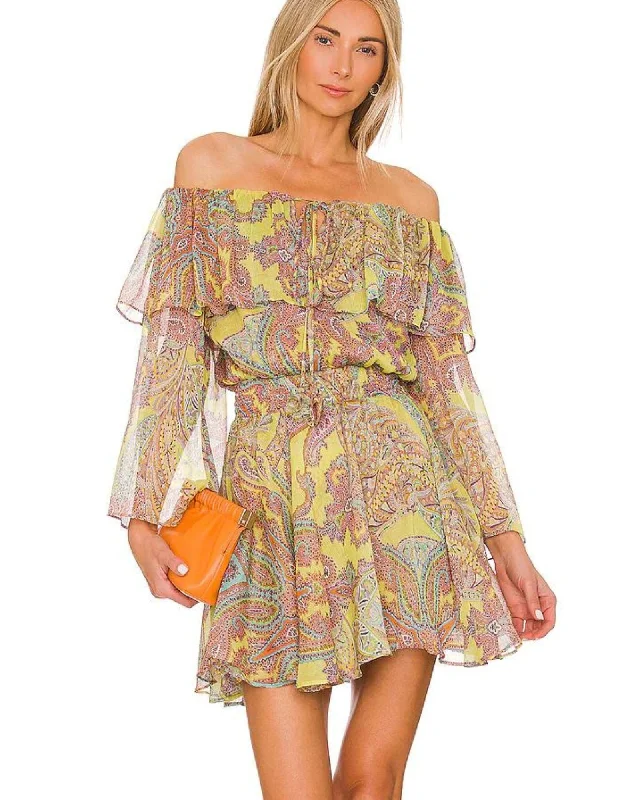 Pamela Dress in Ischia Neon Paisley