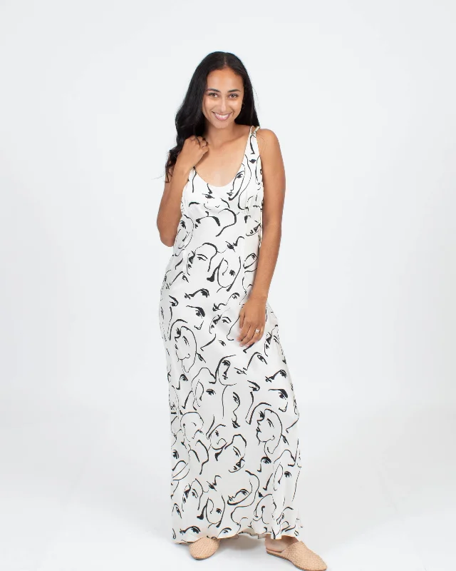 Pearl Face Abstract Satin Dress