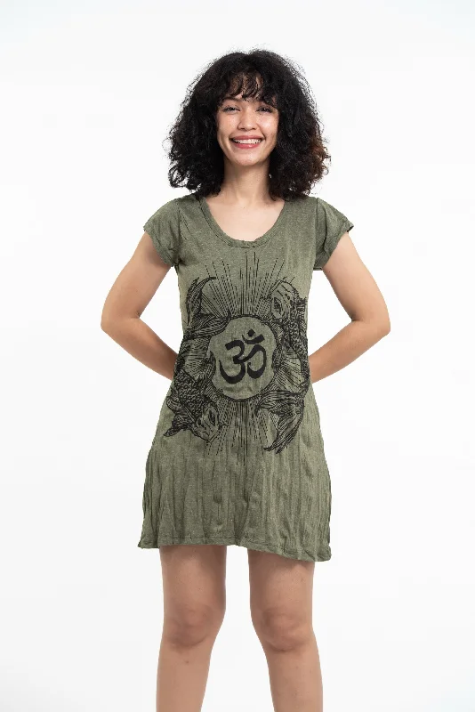Sure Design Women's Om and Koi Fish Dress Green