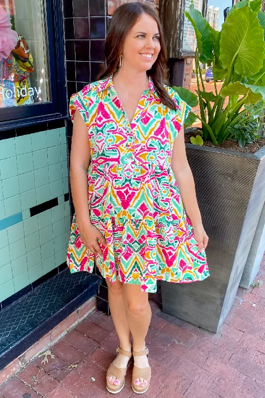 Walk Through Fire For You Hot Pink Print Dress