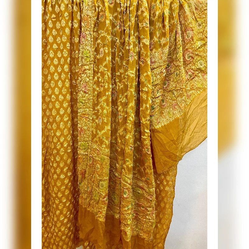 Radiant Yellow 3 pcs Khaddi Georgette Banarasi Dress Material