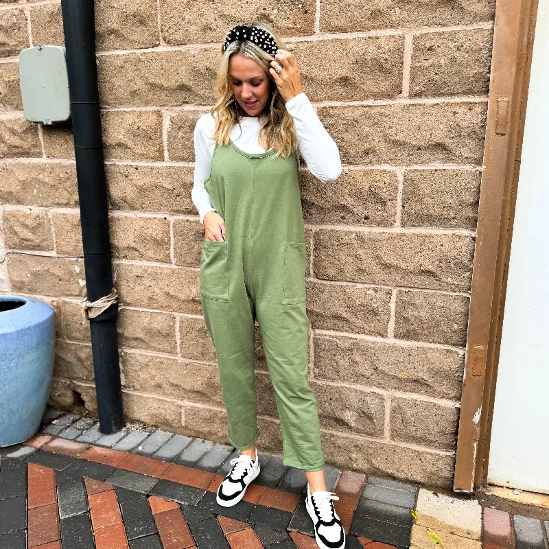 Active Ambitions Jumpsuit - OLIVE Elegant black jumpsuit, Night out, Sleek, Fashionable