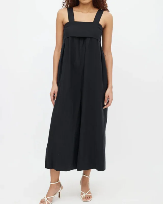 Black Sleeveless Jumpsuit Strap jumpsuit, Casual, Relaxed fit, Trendy