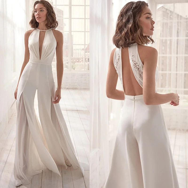 Satin Halter Jumpsuit Strapless wide leg jumpsuit, Sexy, Comfortable, Trendy