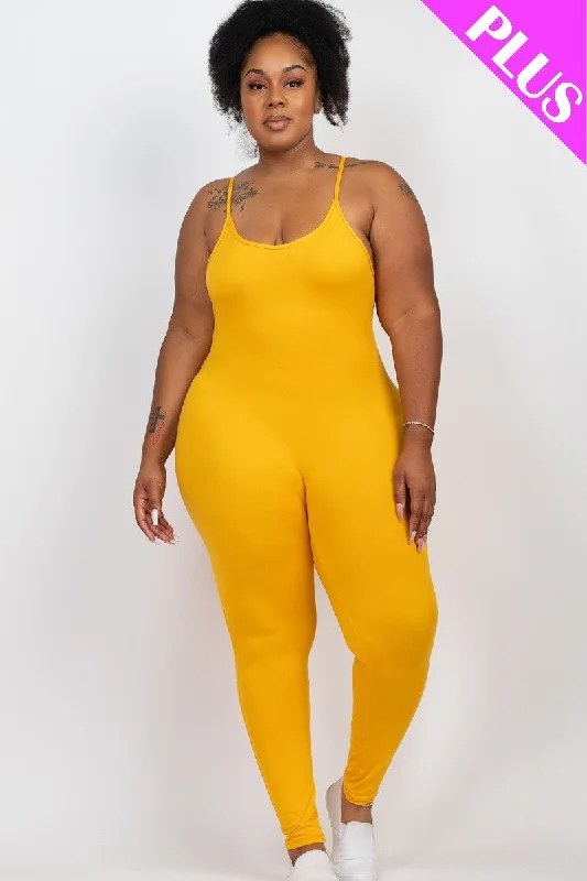 Plus Size Solid Bodycon Cami Jumpsuit Sequin jumpsuit, Party attire, Sparkling, Glamorous