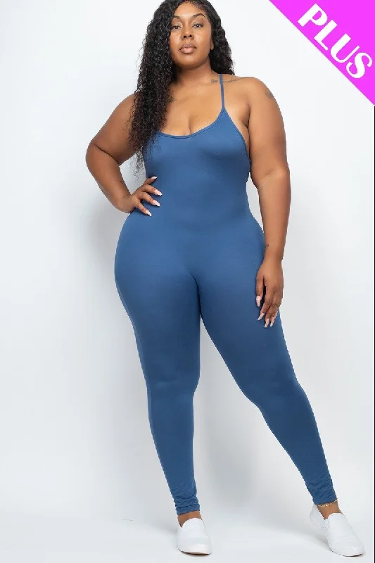 Plus Size Solid Bodycon Cami Jumpsuit Floral jumpsuit, Summer vibes, Feminine, Casual