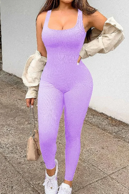 Seamless Ribbed Tank Jumpsuit Casual romper jumpsuit, Comfortable, Trendy, Playful