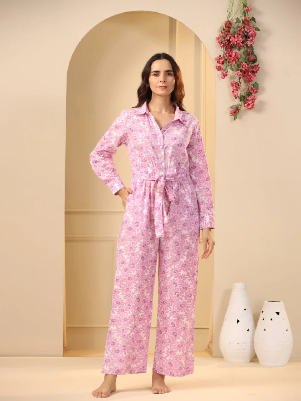 Pink floral  Pure Cotton Jumpsuit Casual jumpsuit, Relaxed fit, Summer style, Trendy