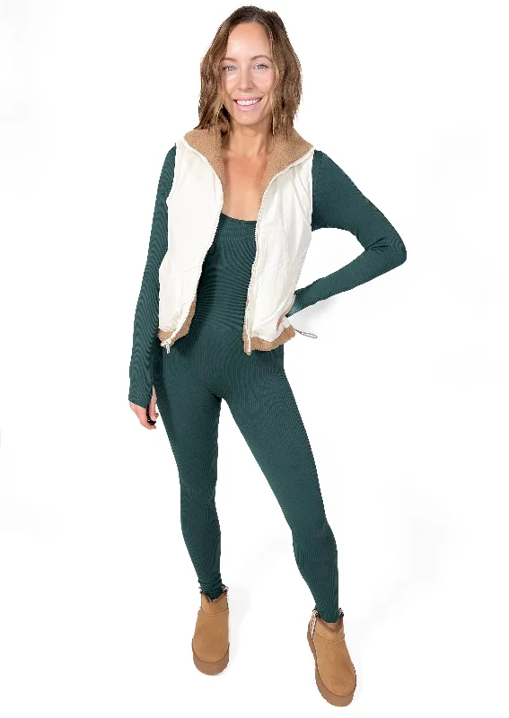 Kyrie Seamless Ribbed Jumpsuit- MIDNIGHT GREEN One-piece jumpsuit, Simple design, Comfortable, Fashionable