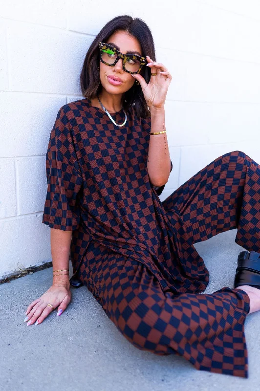 Lex Ribbed Checkerboard Playsuit in Black + Mocha Off-shoulder jumpsuit, Elegant, Party attire, Stylish