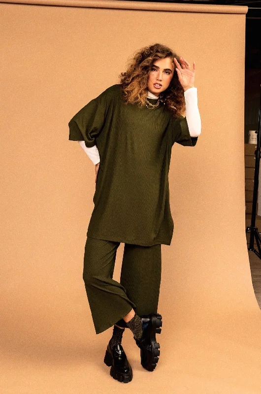 Lex Ribbed Playsuit in Olive *RESTOCKED* Long sleeve jumpsuit, Cozy, Trendy, Fall wear