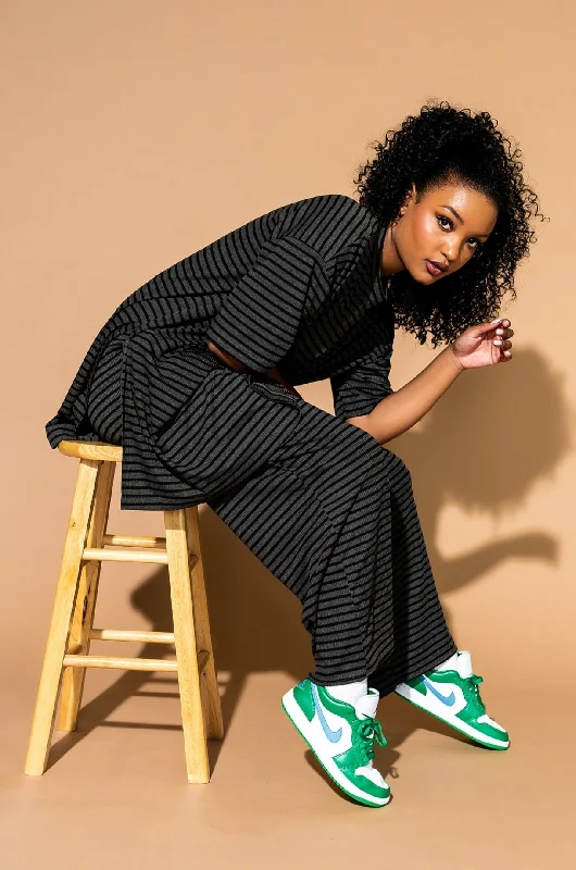 Leveled Up Ribbed Playsuit in Charcoal Stripe Relaxed fit jumpsuit, Comfortable, Chic, Street style