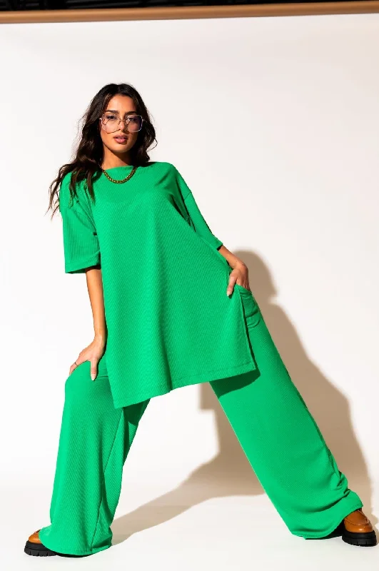 Leveled Up Ribbed Playsuit in Green Back tie jumpsuit, Feminine, Trendy, Chic