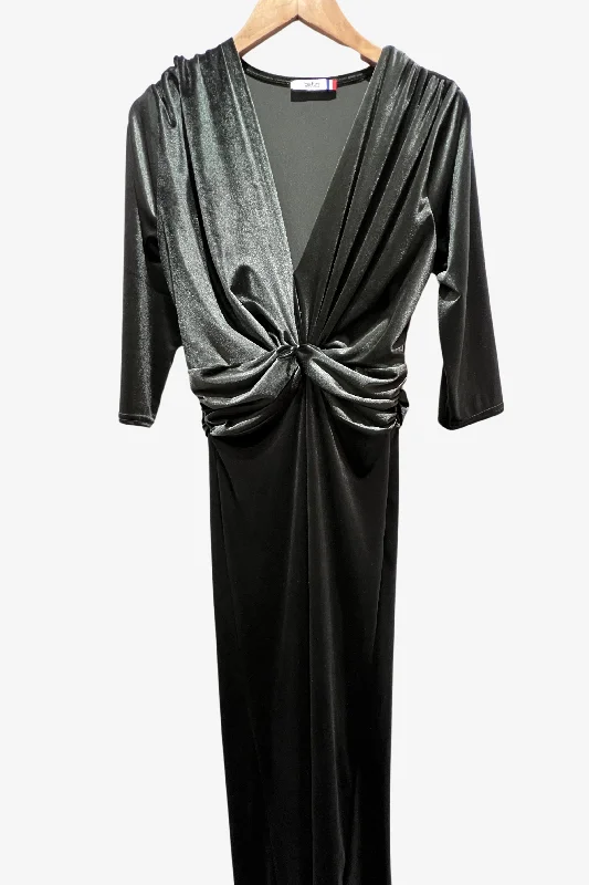 Marla Marbella Velvet Jumpsuit - Khaki Pleated jumpsuit, High waist, Fashion forward, Elegant