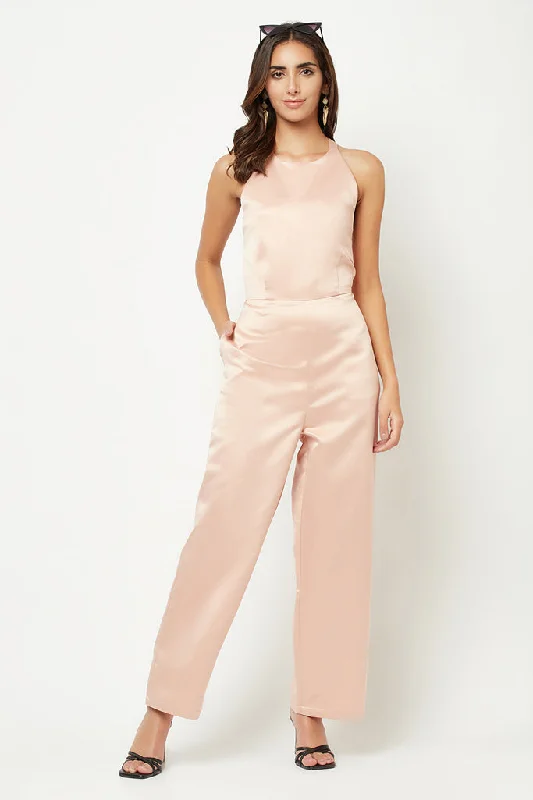 Peach Matte Jumpsuit Floral jumpsuit, Feminine, Summer style, Casual