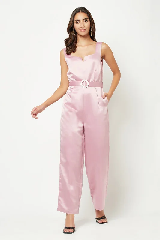 Pink Shimmering Jumpsuit Wide-leg black jumpsuit, Elegant, Comfortable, Street style