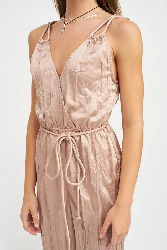 Pleared Wide Leg Jumpsuit High-waisted jumpsuit, Sleek, Comfortable, Trendy