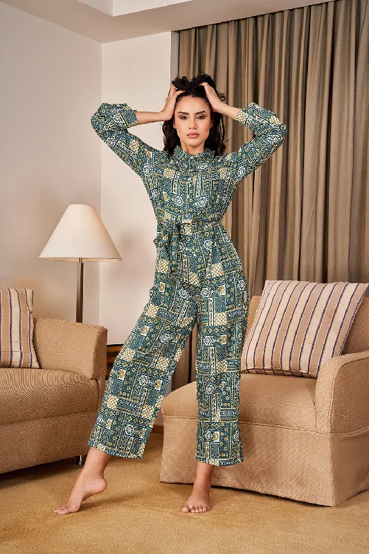 Green Pure Cotton Jumpsuit Plain jumpsuit, Minimalist, Sleek, Stylish