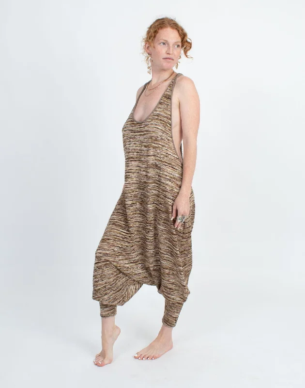 Raceback Knit Jumpsuit Wide leg print jumpsuit, Comfortable, Casual, Fashionable