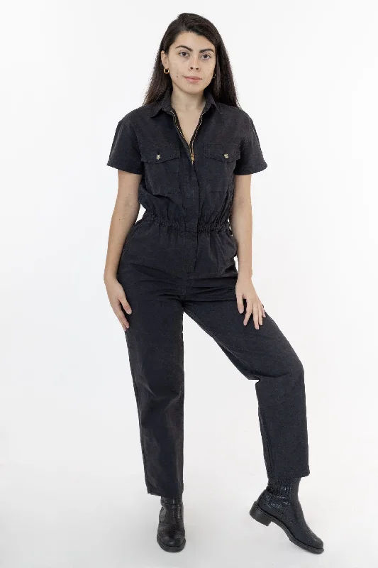 RJC3201GD - Short Sleeve Utility Jumpsuit Floral print jumpsuit, Feminine, Casual wear, Trendy