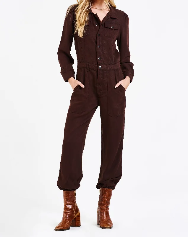 ROSCOE TENCEL JUMPSUIT DARK OAK Cropped jumpsuit, Summer style, Comfortable, Trendy