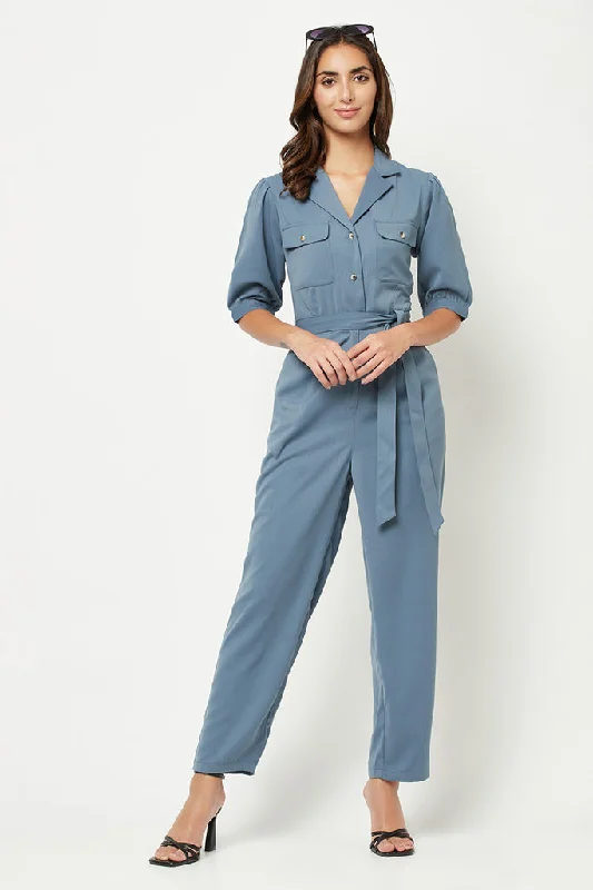 Smoke Collar Jumpsuit Button-down jumpsuit, Casual style, Comfortable, Trendy