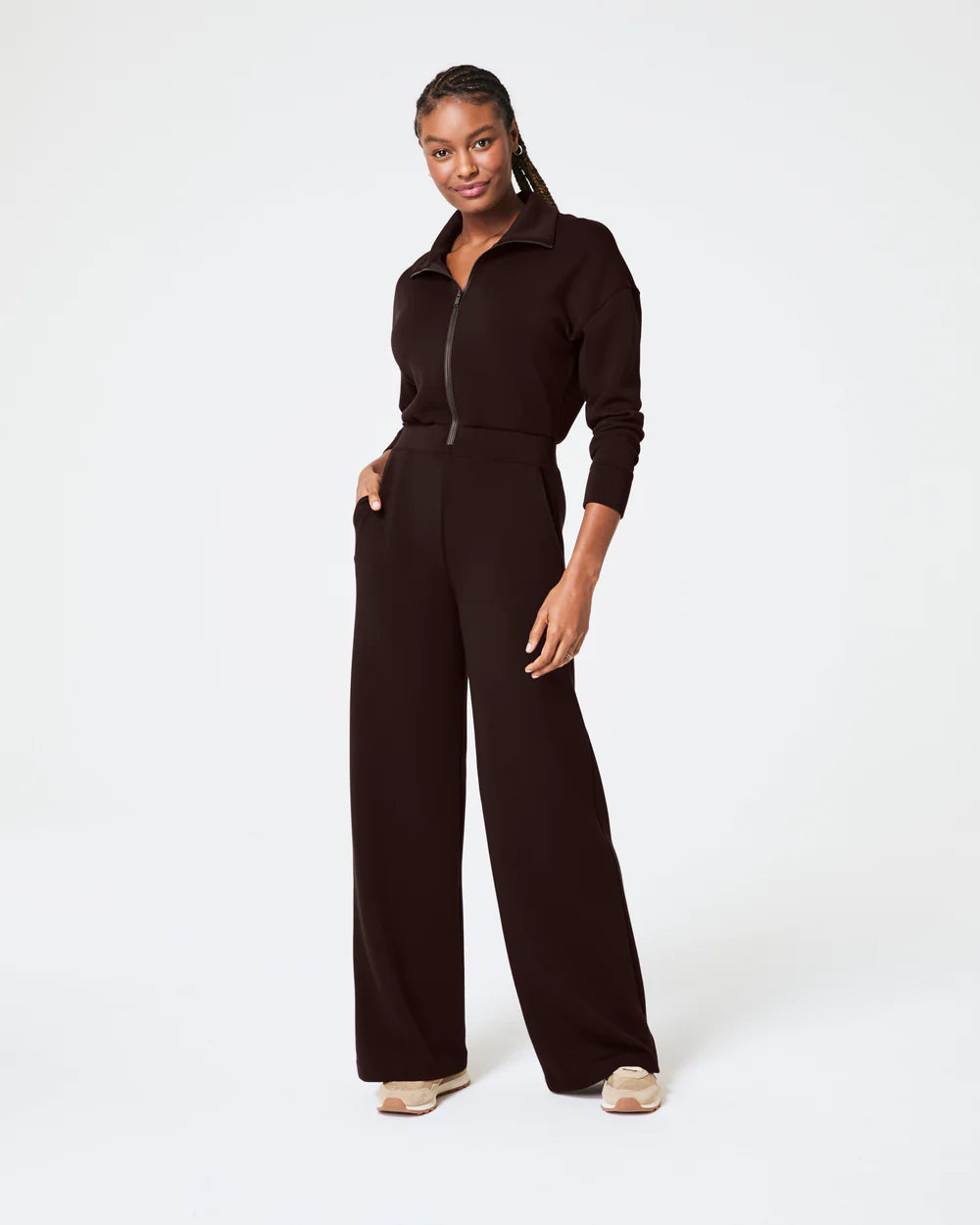 Spanx Air Essentials Wide Leg Jumpsuit Truffle Brown Casual jumpsuit, Loose fit, Summer style, Comfortable