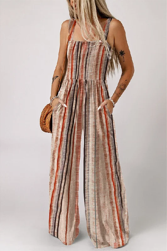 Striped Jumpsuit with Pockets Off-the-shoulder jumpsuit, Sexy, Elegant, Trendy