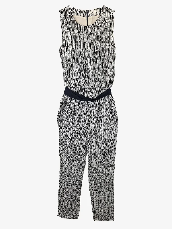 Trenery Rhombus Print Gathered Neck  Jumpsuit Size 8 Deep V jumpsuit, Sexy, Trendy, Night out