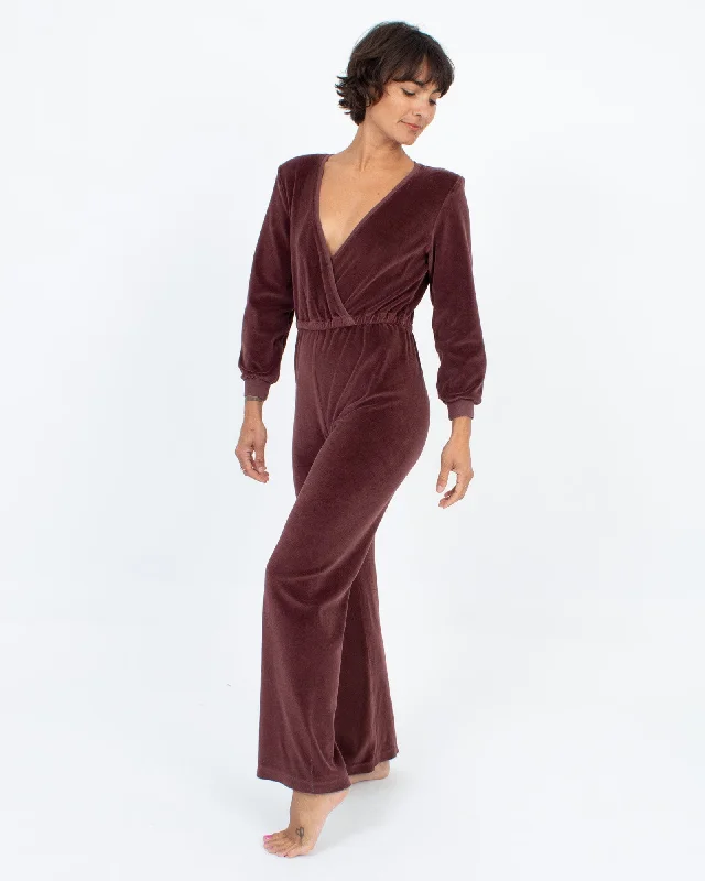 Velour Jumpsuit Ruffle sleeve jumpsuit, Feminine, Elegant, Comfortable