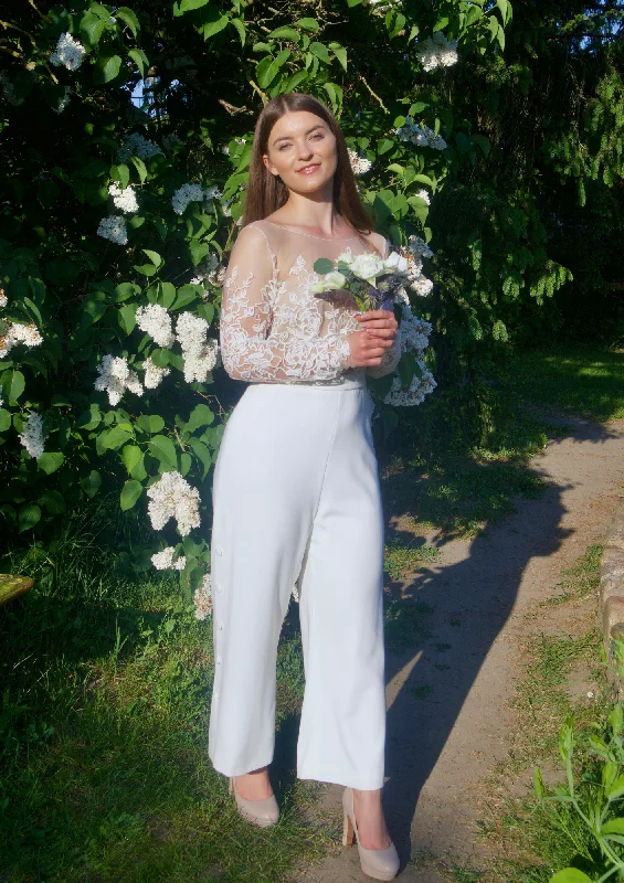 WHITE WEDDING JUMPSUIT Backless jumpsuit, Sexy, Party wear, Elegant
